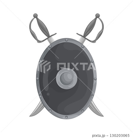 Illustration of Shield with crossed swords 130203065