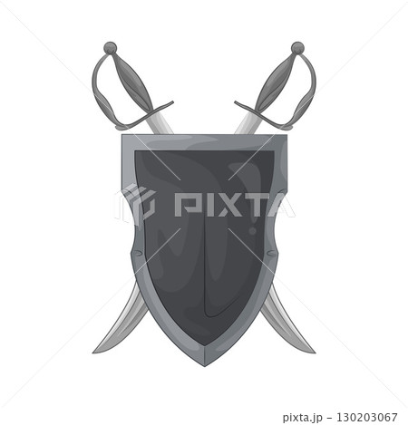 Illustration of Shield with crossed swords 130203067