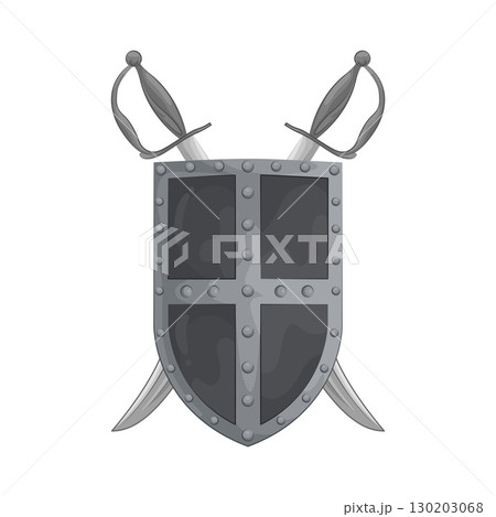 Illustration of Shield with crossed swords 130203068