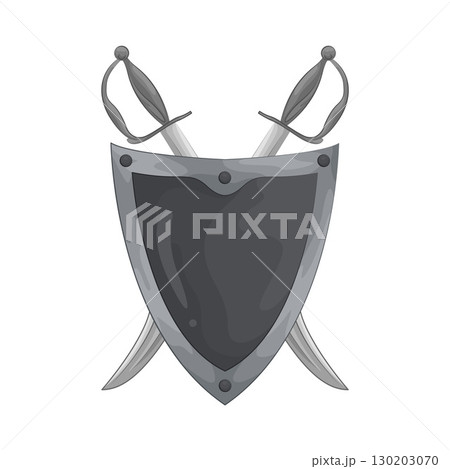 Illustration of Shield with crossed swords 130203070