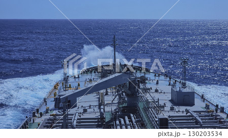 Large cargo ship moving through the water. Shipping as major global transport mode 130203534