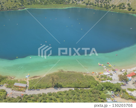 Pearl of Crete - Lake Kournas, one of the main tourist spots on the island with pedal boats 130203708