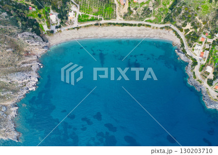 Scenic Beach View from a Drone in Southern Crete, Libyan Sea 130203710