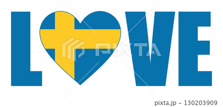 Word Love patriotic design with heart and flag of Sweden Word Love patriotic design with heart and flag of Sweden 130203909