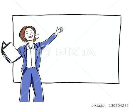 ホワイトボードで説明する女性 130204285