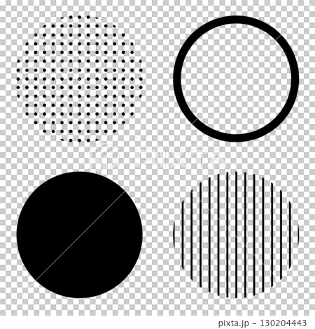 Round geometric shape illustration material, black, simple dot pattern and stripes, vector png transparent 130204443