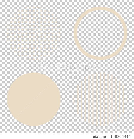 Round circle geometric shape illustration material, beige/light brown, simple dots and stripes, vector png 130204444