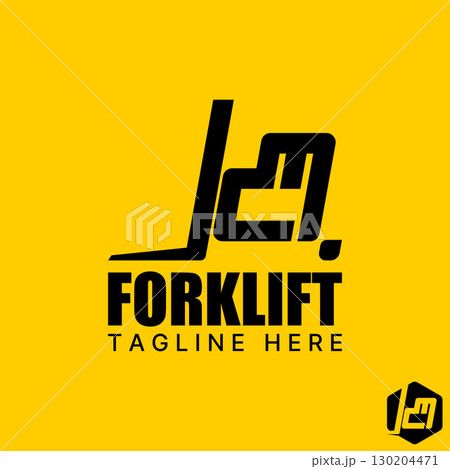 Logo design graphic concept creative premium vector stock image top sell forklift symbol store handling delivery factory safety to work carry operator 130204471