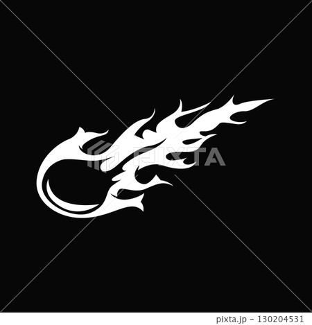 outer space concept with meteorite logo, space rock as asteroid simple silhouette vintage symbol illustration brand or business product and design template 130204531