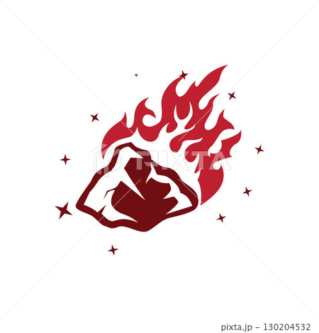 outer space concept with meteorite logo, space rock as asteroid simple silhouette vintage symbol illustration brand or business product and design template 130204532