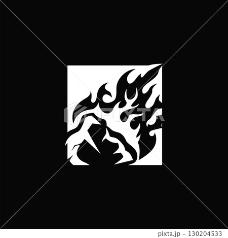 outer space concept with meteorite logo, space rock as asteroid simple silhouette vintage symbol illustration brand or business product and design template 130204533