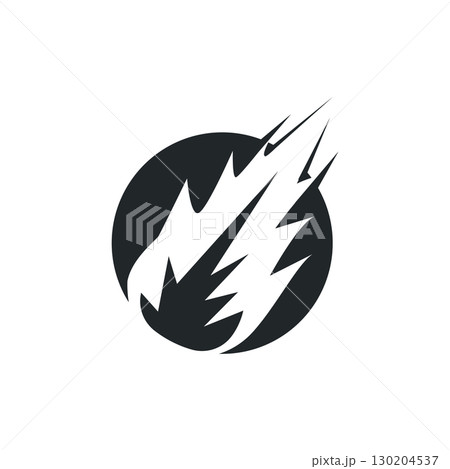 outer space concept with meteorite logo, space rock as asteroid simple silhouette vintage symbol illustration brand or business product and design template 130204537