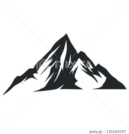 black silhouette concept with old vintage design simple mountain logo natural scenery symbol templet illustration mountain nature 130204547