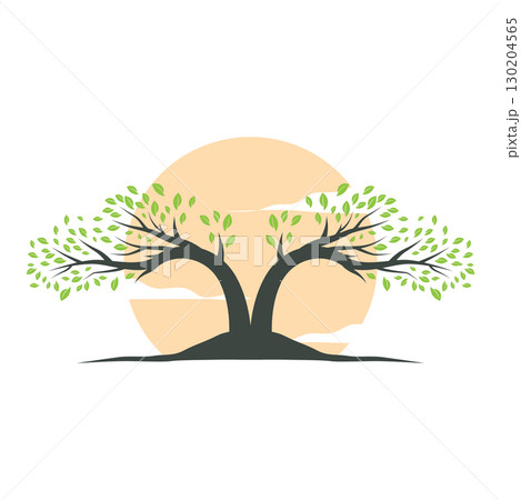 tree silhouette concept children playground logo natural tree concept as a playground and green forest tree nature as a product brand symbol or poster illustration template 130204565