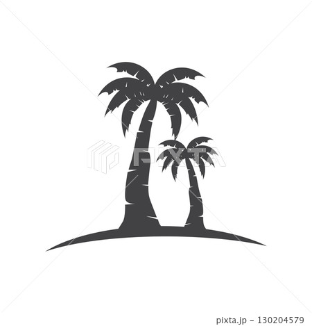 summer vacation with minimalist beach summer logo concept with palm tree and ocean logo concept illustration symbol template 130204579