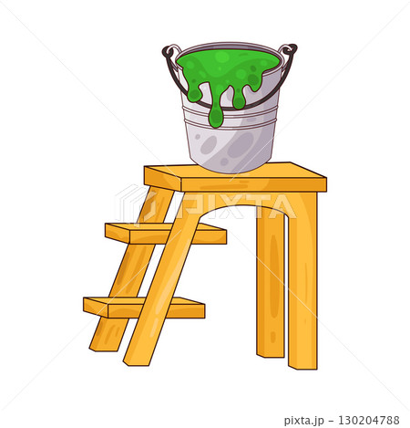 illustration of ladder with paint bucket 130204788
