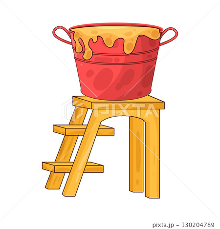 illustration of ladder with paint bucket 130204789
