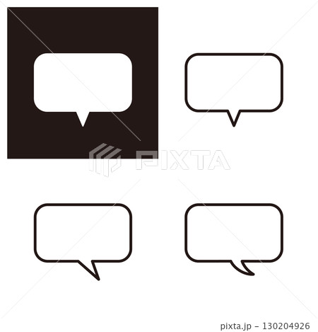 角に丸みのある、使いやすい横長の長方形の吹き出しセット 角に丸みのある、使いやすい横長の長方形の吹き出しセット 130204926