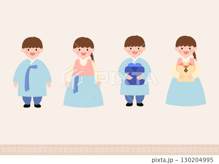 Cute children wearing traditional Korean clothing. 130204995