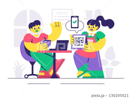 Mobile Payment Vector Illustration featuring Smartphone QR Code Scanning and Smart Wallet Transactions via Credit and Debit Card Applications Mobile Payment Vector Illustration featuring Smartphone QR Code Scanning and Smart Wallet Transactions via Credit and Debit Card Applications 130205021