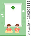 Cute children wearing hanbok on a traditional Korean background. 130205111