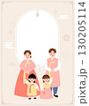 Cute children wearing hanbok on a traditional Korean background. 130205114