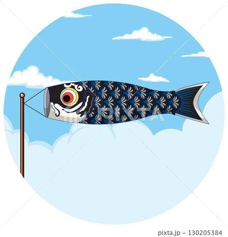 Traditional Japanese Koinobori Carp Streamer Flying in Blue Sky 130205384