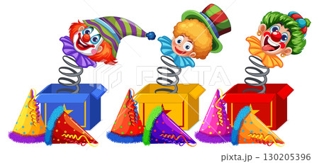 Colorful Clown Jack-in-the-Box Toys with Party Hats 130205396