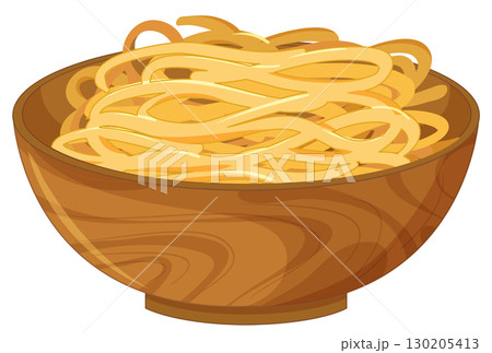 Bowl of Plain Spaghetti Noodles in Wooden Bowl Bowl of Plain Spaghetti Noodles in Wooden Bowl 130205413