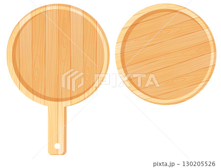 Round Wooden Cutting Boards Top View Illustration 130205526