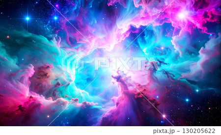 Electric blue nebula glowing in deep space, with bright plasma bursts and dark cosmic clouds creating a dramatic and luminous astronomical scene., abstract space Electric blue nebula glowing in deep space, with bright plasma bursts and dark cosmic clouds creating a dramatic and luminous astronomical scene., abstract space 130205622
