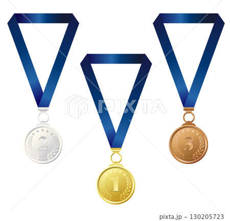 金銀銅のメダルのイラストセット 130205723