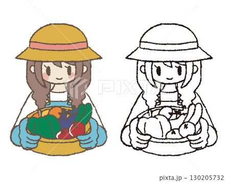 手描きの農家の女の子 130205732