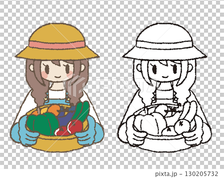 手描きの農家の女の子 130205732