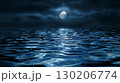 月光を浴びた神秘的な水の波紋背景 130206774