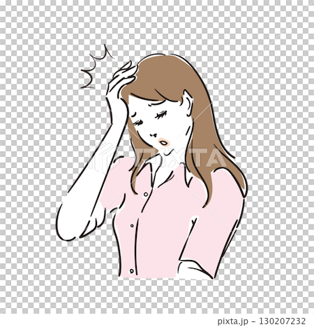 体調不良の若い女性　頭痛 130207232