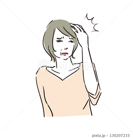 体調不良のシニア大人女性　頭痛 130207233