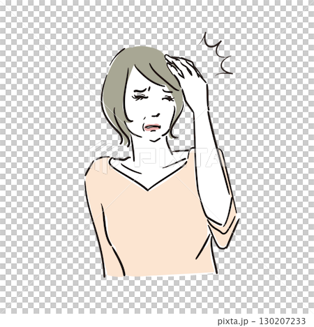 体調不良のシニア大人女性　頭痛 130207233