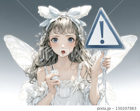 充電してほしいバッテリーの妖精・テクノフェアリーのかわいいイラスト素材　困る 130207863