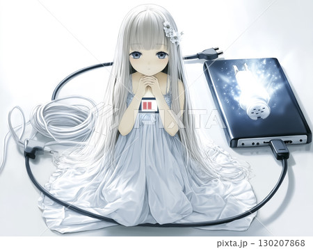 電欠の妖精・テクノフェアリーのかわいいイラスト素材 130207868
