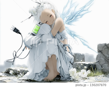フル充電の妖精・テクノフェアリーのかわいいイラスト素材 フル充電の妖精・テクノフェアリーのかわいいイラスト素材 130207870
