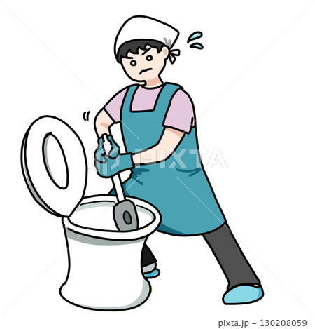 トイレ掃除をする人 130208059