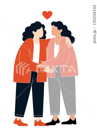 Two Women Embracing with Heart 130208182