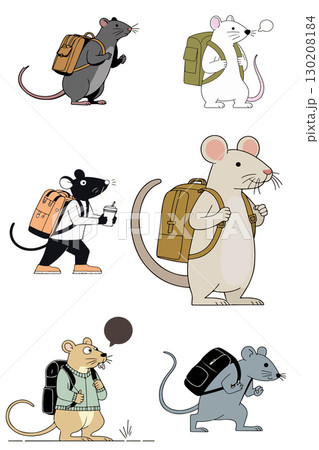 Cartoon Mice with Backpacks 130208184