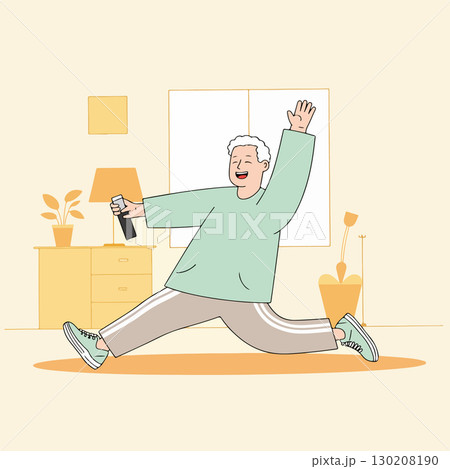 Senior Man Celebrating with a Jump 130208190