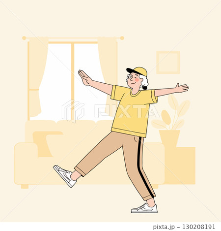 Senior Woman Exercising at Home Senior Woman Exercising at Home 130208191