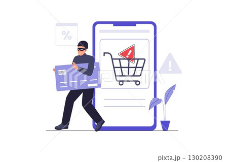 Online Shopping Fraud and E-commerce Scam Illustration 130208390