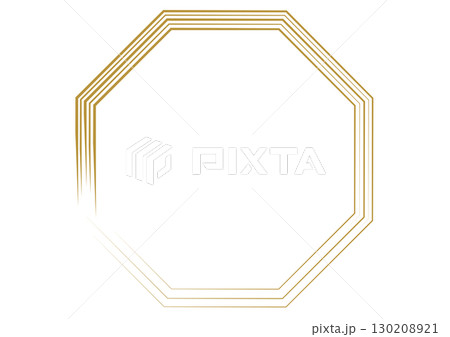 和風な金色の多重八角形フレーム 和風な金色の多重八角形フレーム 130208921