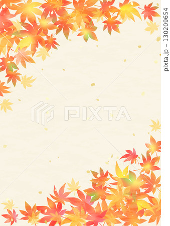 グラデーションが美しい紅葉フレーム　和紙風 130209654