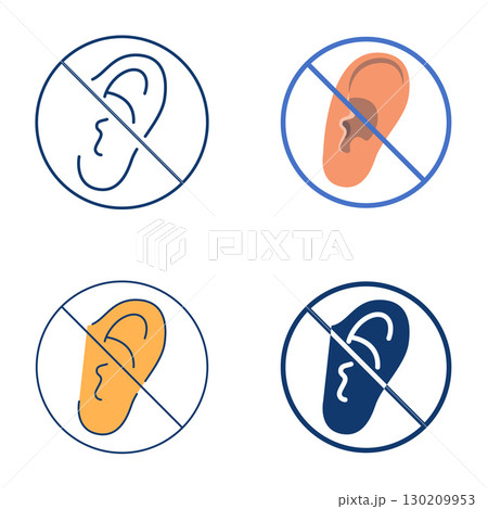 Hearing impairment flat and line icon set 130209953